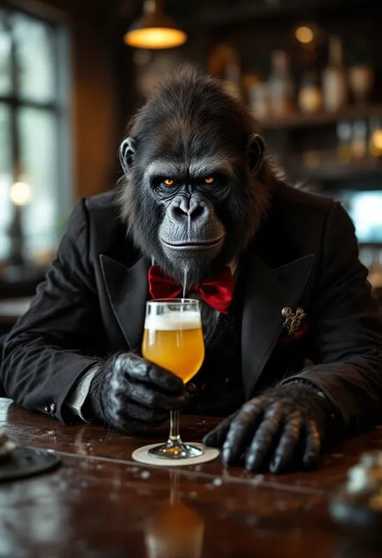 Touteladeco / Toile / Tableau / tableau gorille / art mural animalier / toile bar chic / déco originale / street art gorille / décoration luxe décalée