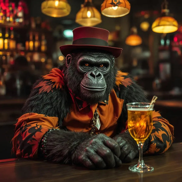Touteladeco / Toile / Tableau / Singe / tableau gorille / déco bar / toile originale / gorille chic / style rétro / art animalier urbain