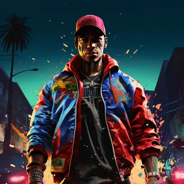 Touteladeco / Tableau / Pop Art / Jeux-Vidéo / GTA / Vice CIty / Gangsta / Console / Graffiti / Playstation / Décoration Murale / Décoration de maison / Moderne / Toile / Cadeau