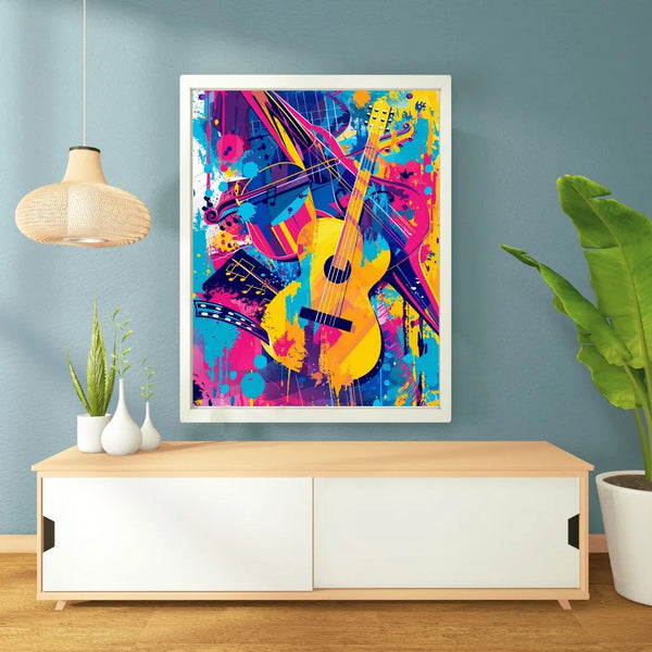 Touteladeco / Toile / Tableau / tableau musique / tableau guitare / art pop / décoration murale musique / toile street art / art moderne / déco salon / tableau coloré