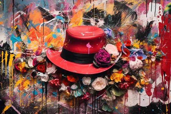 Touteladeco / Tableau Art / Films / Abstrait / Chapeau à Fleur / Fashion / Graffiti / Glamour / Pop Art / Décoration Murale / Décoration de maison / Moderne / Toile