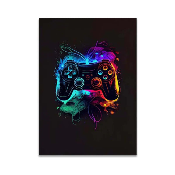 Touteladeco / Tableau / Toile / GAMING / GEEK / Décoration Murale / Moderne / Console / Manette / Graffiti
