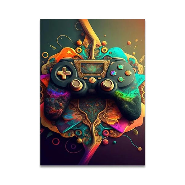Touteladeco / Tableau / Toile / GAMING / GEEK / Décoration Murale / Moderne / Console / Manette / Graffiti