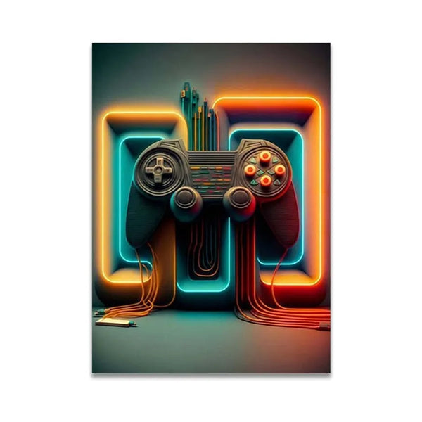 Touteladeco / Tableau / Toile / GAMING / GEEK / Décoration Murale / Moderne / Console / Manette / Graffiti