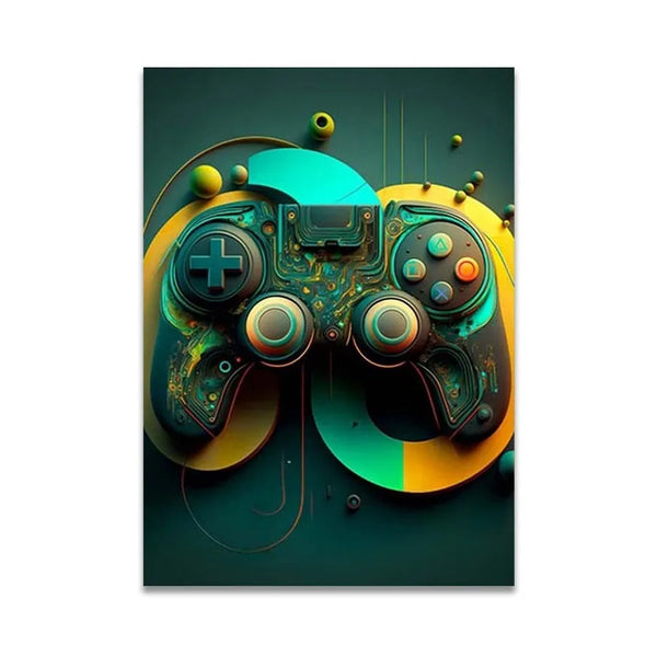 Touteladeco / Tableau / Toile / GAMING / GEEK / Décoration Murale / Moderne / Console / Manette / Graffiti