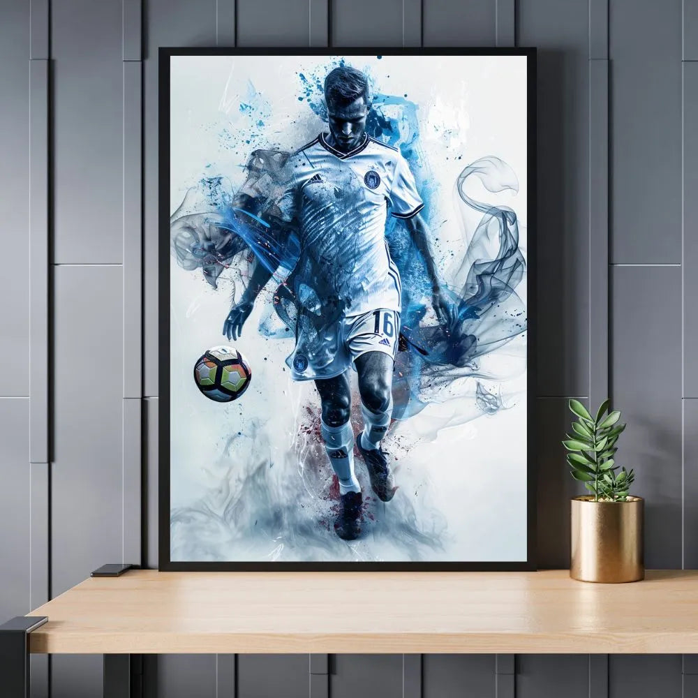 Touteladeco / Toile / Tableau / tableau joueur de foot / déco football / art moderne sportif / tableau sport design / footballeur peinture