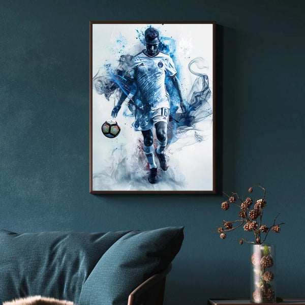 Touteladeco / Toile / Tableau / tableau joueur de foot / déco football / art moderne sportif / tableau sport design / footballeur peinture