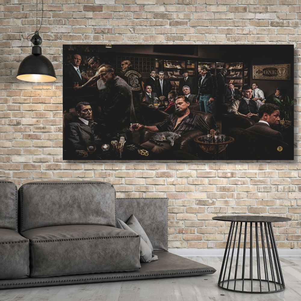 Touteladeco / Tableau Art / Films / Légendes du cinéma / Décoration Murale / Décoration de maison / tableau légendes du cinéma / scène mafieuse cinéma / personnages cultes films / décoration murale gangster / ambiance club privé vintage / tableau acteurs célèbres / art cinématographique rétro / style dark et élégant / déco film culte / impression sur toile cinéma