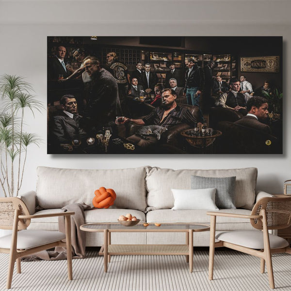 Touteladeco / Tableau Art / Films / Légendes du cinéma / Décoration Murale / Décoration de maison / tableau légendes du cinéma / scène mafieuse cinéma / personnages cultes films / décoration murale gangster / ambiance club privé vintage / tableau acteurs célèbres / art cinématographique rétro / style dark et élégant / déco film culte / impression sur toile cinéma