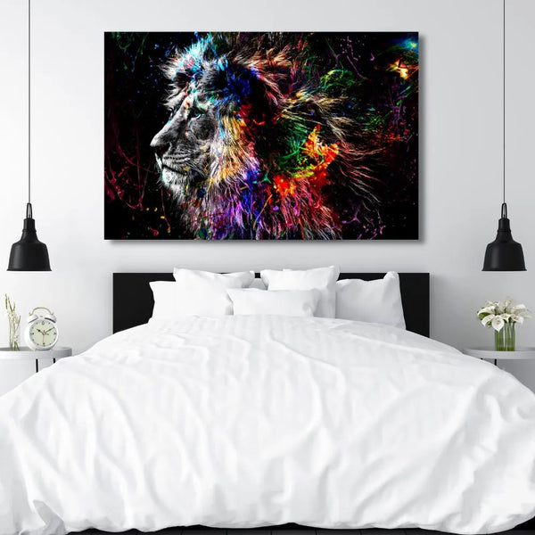 Touteladeco / Tableau Pop Art / Graffiti / Animaux Sauvages / Lion / Décoration Murale / Décoration de maison / Moderne / Toile
