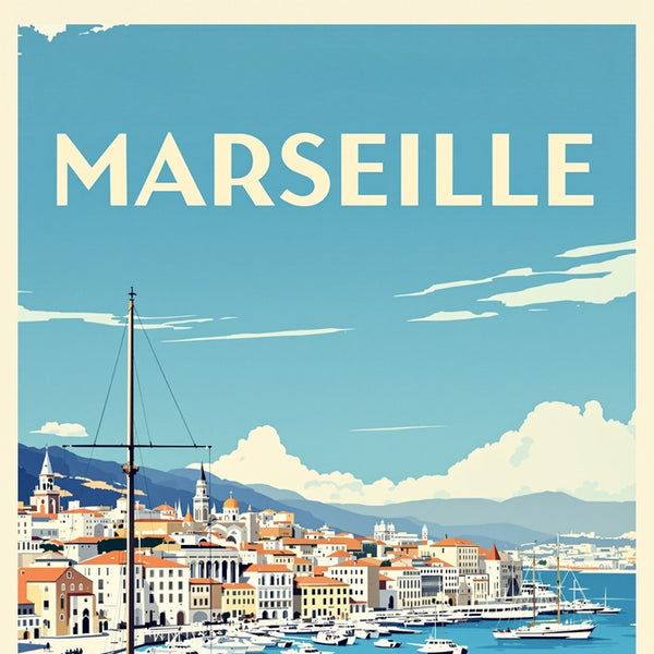 Touteladeco / Toile / Tableau / toile marseille / tableau vintage / déco méditerranée / affiche vieux-port / art rétro sud de la france / décoration murale marseille / ambiance provençale