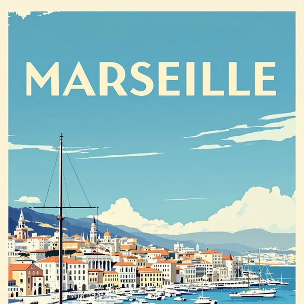 Touteladeco / Toile / Tableau / toile marseille / tableau vintage / déco méditerranée / affiche vieux-port / art rétro sud de la france / décoration murale marseille / ambiance provençale