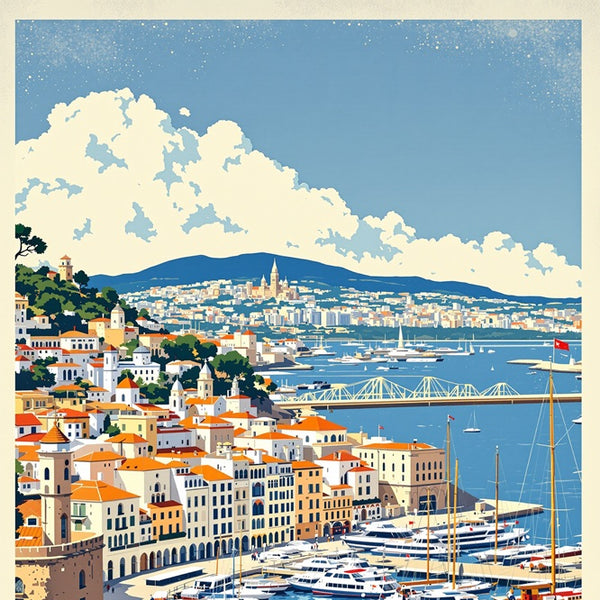Touteladeco / Toile / Tableau / toile marseille / tableau vintage / déco méditerranée / affiche vieux-port / art rétro sud de la france / décoration murale marseille / ambiance provençale