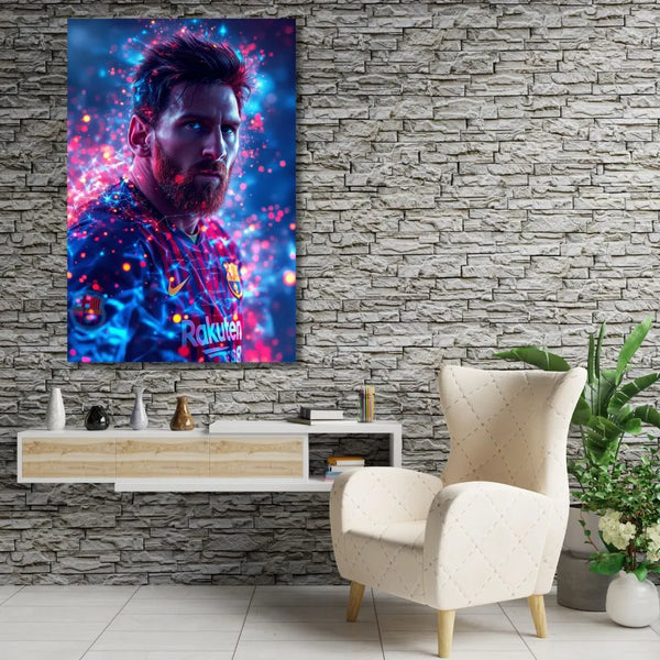 Touteladeco / Toile / Tableau / tableau messi / messi barcelone / portrait joueur foot / déco foot moderne / fan de foot / street art messi