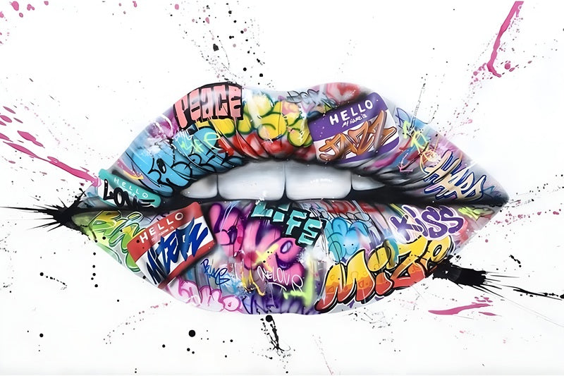 Touteladeco / Tableau Pop Art / Glamour / Bouche / Geek / Décoration Murale / Décoration de maison / Moderne