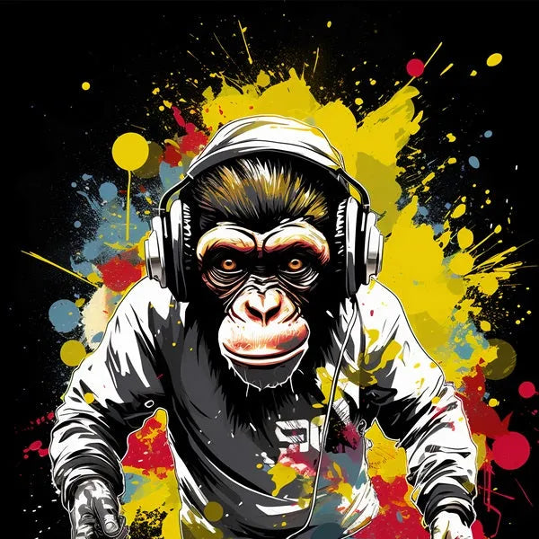 toile / singe / animaux / graffiti / dj / casque / tableaux / decoration / pop art