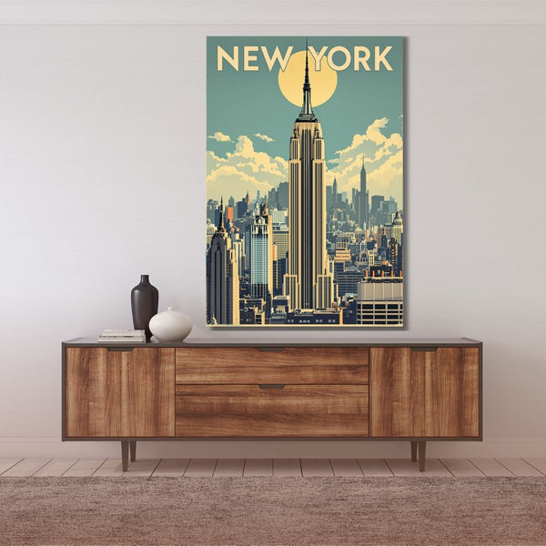 Touteladeco / Toile / Tableau / tableau new york / toile empire state / affiche vintage usa / déco urbaine / art mural new york / ville américaine / skyline rétro / décoration murale moderne