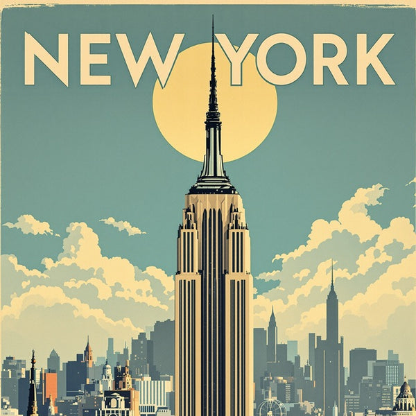 Touteladeco / Toile / Tableau / tableau new york / toile empire state / affiche vintage usa / déco urbaine / art mural new york / ville américaine / skyline rétro / décoration murale moderne