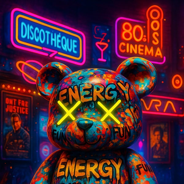 Nouveautés - Toile - Street Art - Ourson Retro