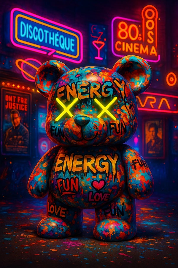 Nouveautés - Toile - Street Art - Ourson Retro