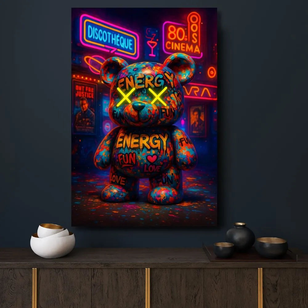 Nouveautés - Toile - Street Art - Ourson Retro