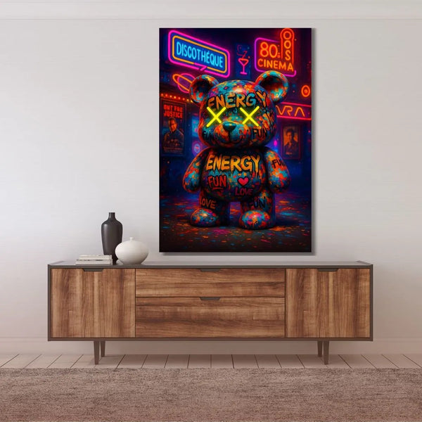 Nouveautés - Toile - Street Art - Ourson Retro