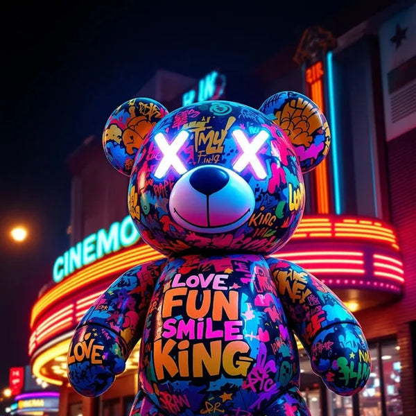Touteladeco / Toile / Tableau / ourson street art / tableau pop art / déco urbaine / art coloré / nounours graffiti / décoration moderne / tableau lumineux