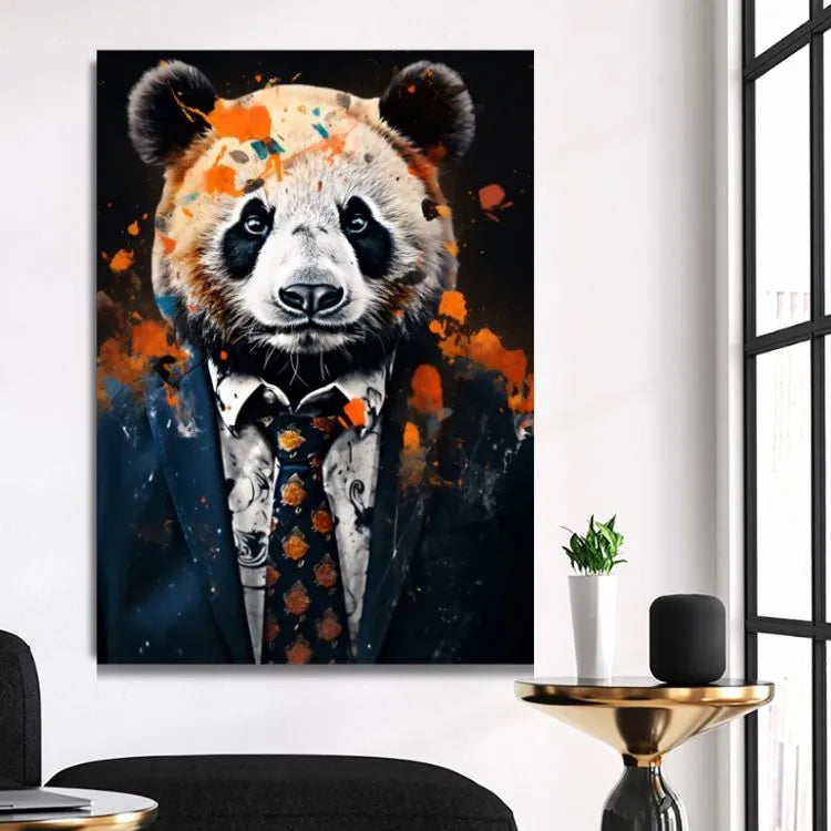 Touteladeco / Tableau Pop Art / Pop Art / Décoration Murale / Moderne / Panda / Costume / Couleur / Toile / Tableau