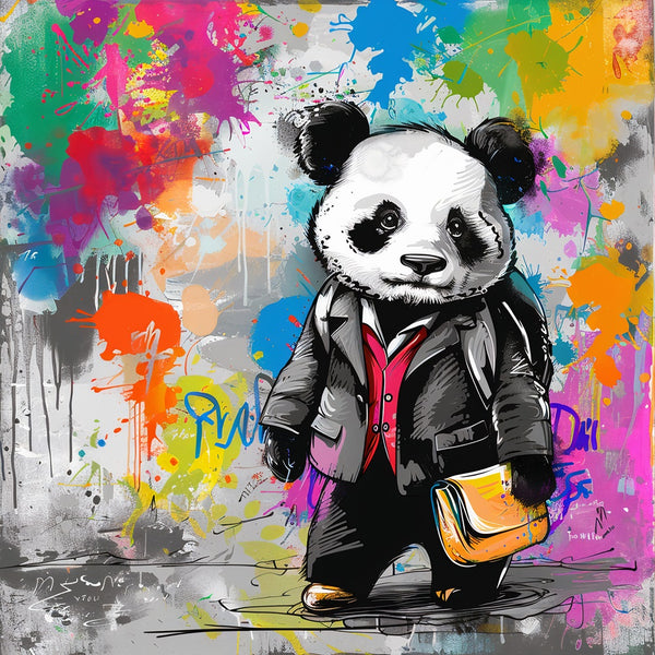 Touteladeco / Tableau / Toile / Animaux / Panda / Décoration Murale / Décoration de maison / Moderne / Costume / Enfant / Ecole / Pop Art / Graffiti