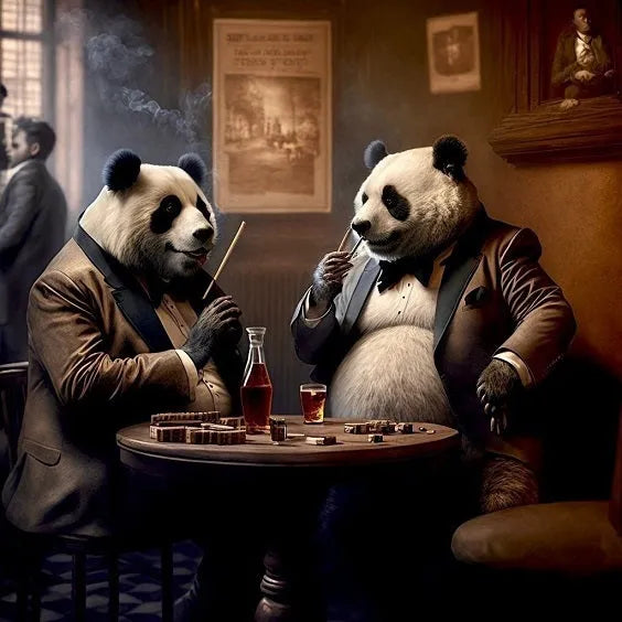 Touteladeco / Tableau Pop Art / Animaux / Panda / Décoration Murale / Décoration de maison / Moderne / Poker / Toile