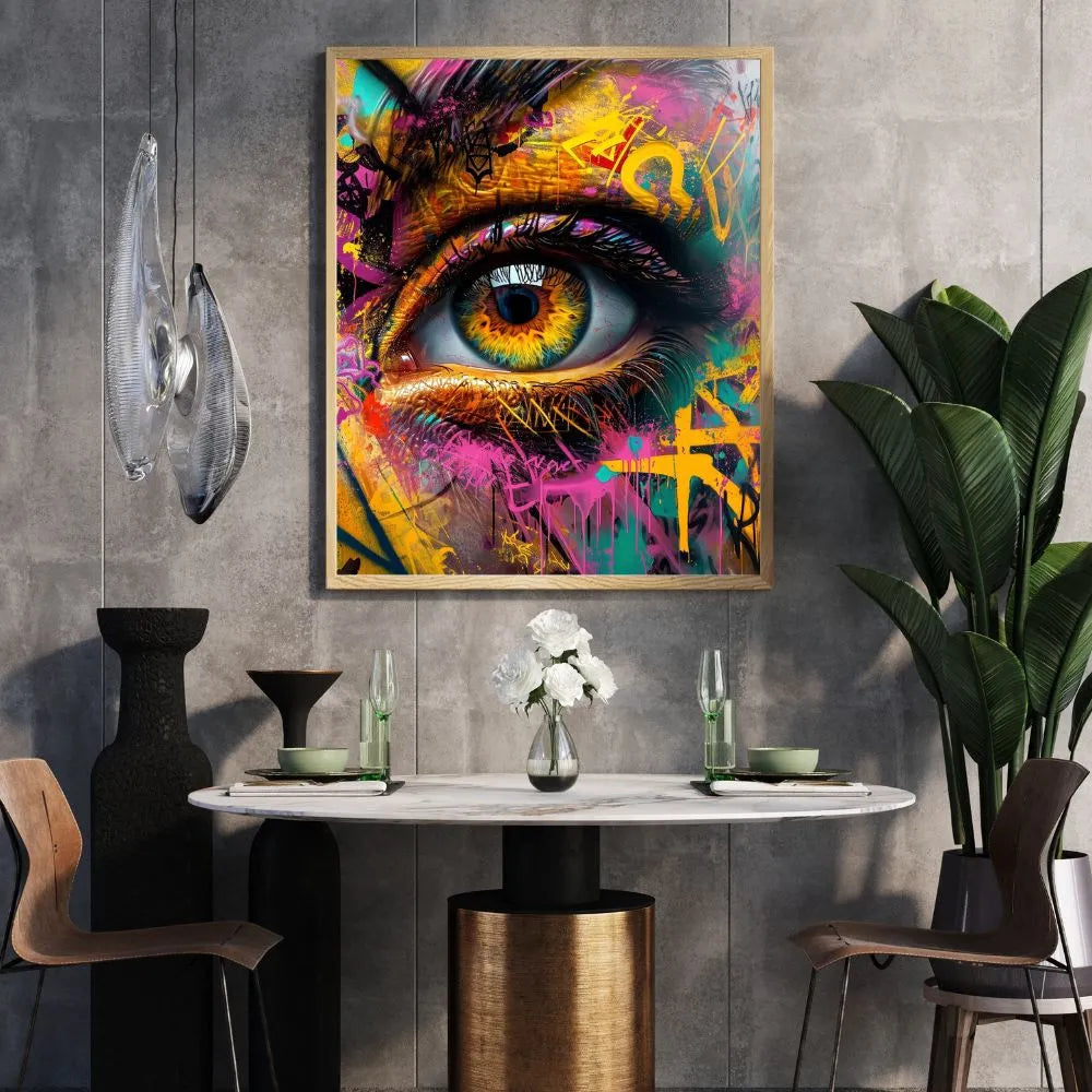 Touteladeco / Toile / Tableau / Pop Art / Graffiti / Oeil / Decoration / Salon / Cadeau / Street Art / Moderne