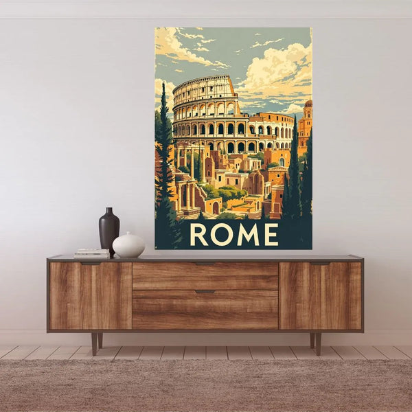 Touteladeco / Toile / Tableau / tableau rome / toile colisée / affiche vintage italie / déco murale rome / art rétro italien / décoration italienne / ruines antiques / voyage europe