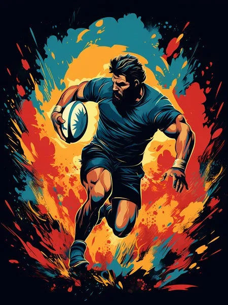 Touteladeco / Tableau Pop Art / Pop Art / Décoration Murale / Moderne / Joueur / Rugby / sports / ovale / ballon / Toile / Tableau