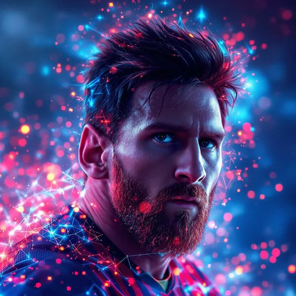 Touteladeco / Toile / Tableau / tableau messi / messi barcelone / portrait joueur foot / déco foot moderne / fan de foot / street art messi