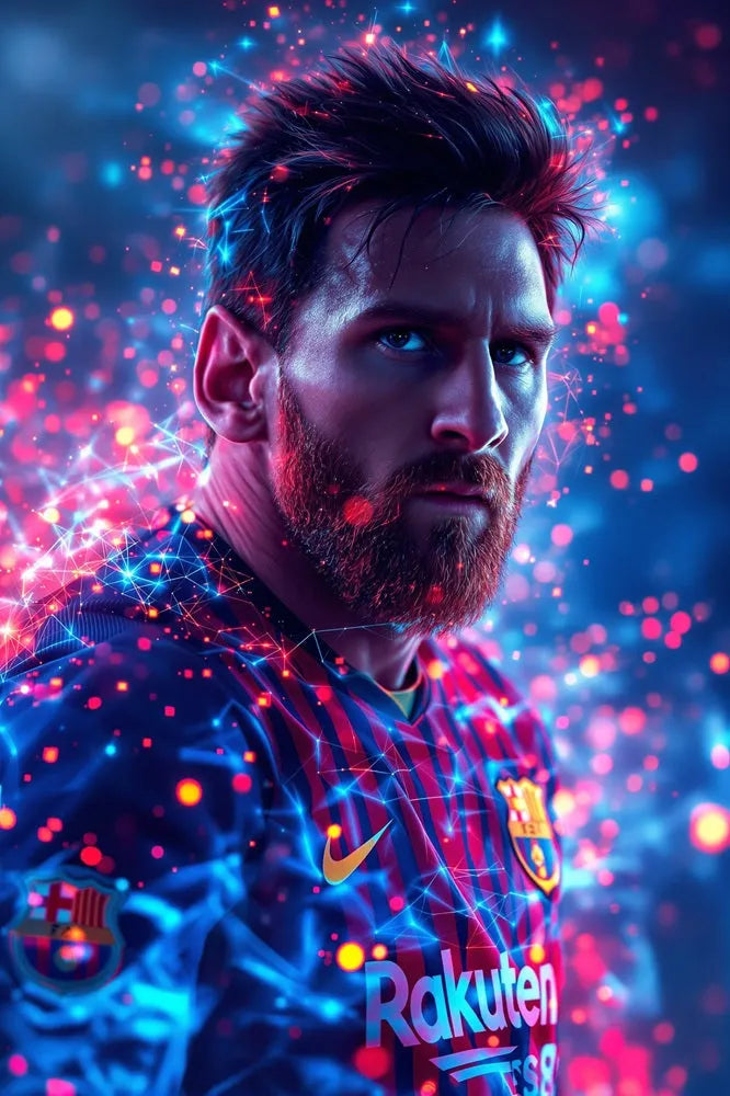 Touteladeco / Toile / Tableau / tableau messi / messi barcelone / portrait joueur foot / déco foot moderne / fan de foot / street art messi
