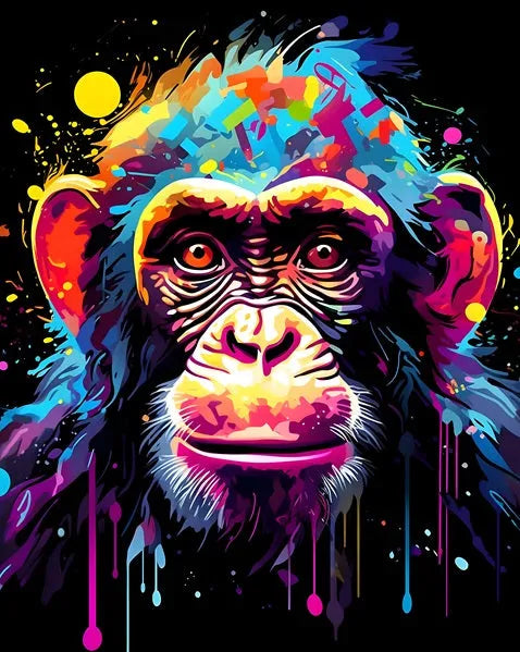 Touteladeco / Tableau / Pop Art / Singe / Décoration / Salon / Graffiti / Moderne / Toile / Animaux