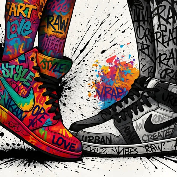 Touteladeco / Tableau Pop Art / Basket / Street Art / Décoration Murale / Décoration de maison / Moderne / Toile / Street Art / Jordan / Sneakers