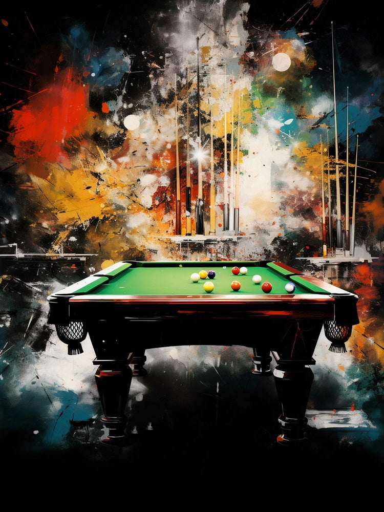 Touteladeco / Toile / Tableau / Decoration / Sport / Cadeau / Table / Billard / Snooker / Queue Billard / Decoration Chambre