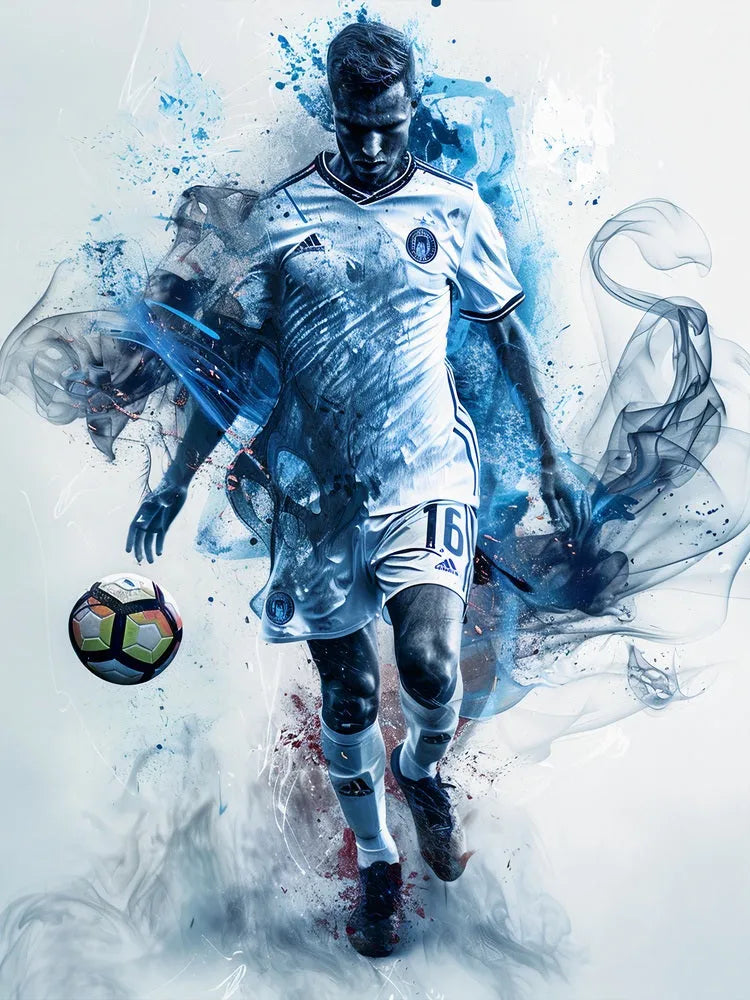 Touteladeco / Toile / Tableau / tableau joueur de foot / déco football / art moderne sportif / tableau sport design / footballeur peinture