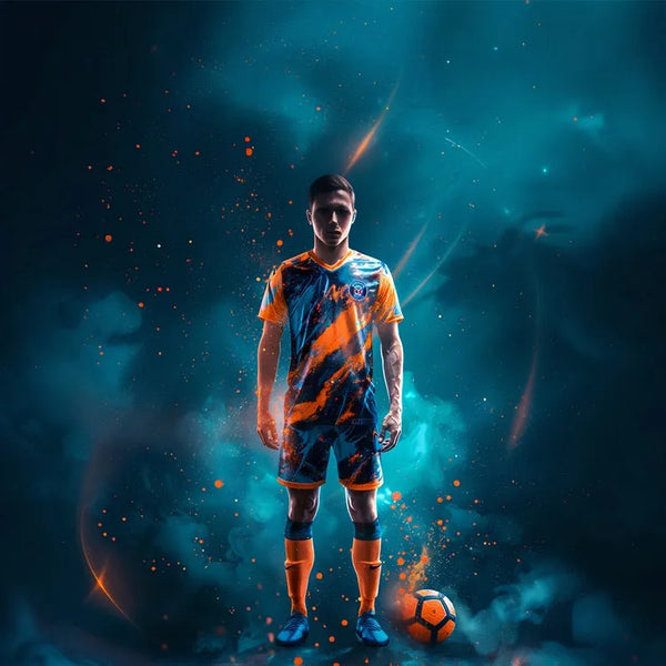 Touteladeco / Toile / Tableau / tableau joueur de foot / art sportif / déco football / street art sport / peinture football moderne / toile garçon foot / ambiance intense