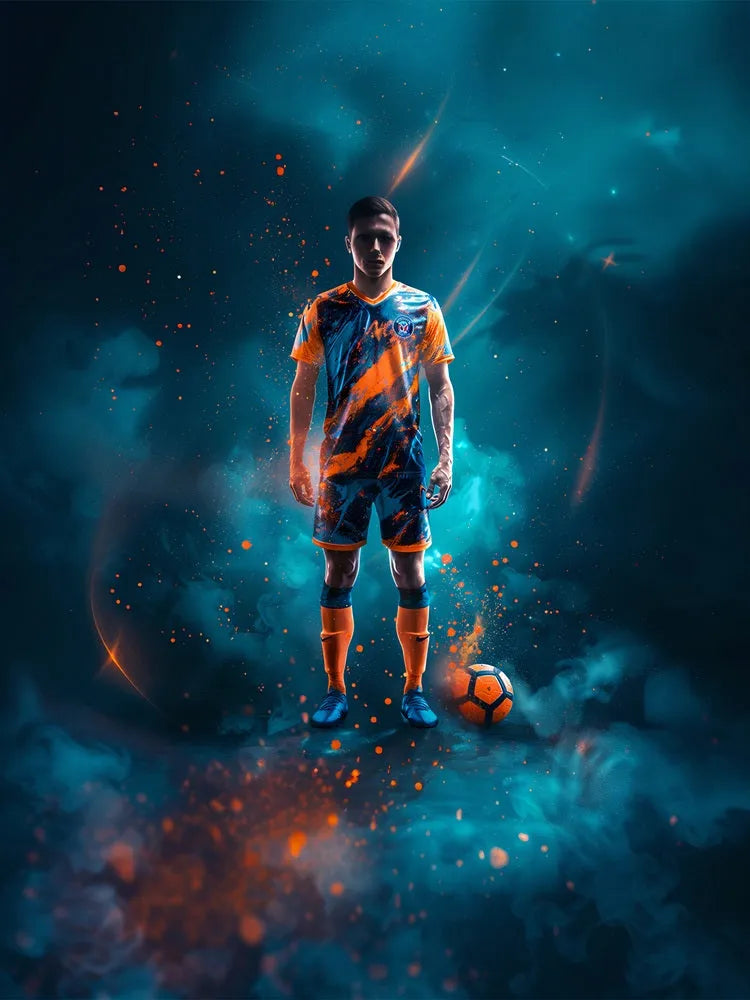 Touteladeco / Toile / Tableau / tableau joueur de foot / art sportif / déco football / street art sport / peinture football moderne / toile garçon foot / ambiance intense