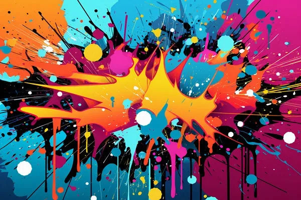 Touteladeco / Tableau Art / Abstrait / Couleurs / Explosions / Graffiti / Deejay / Graffiti / Pop Art / Décoration Murale / Décoration de maison / Moderne / Toile / Fusion