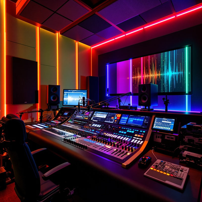 Touteladeco / Toile / Tableau / tableau studio musique / déco néon DJ / toile ambiance musicale / art mural électro / déco beatmaker / affiche production sonore