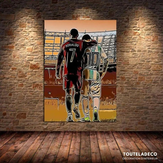 Touteladeco / Tableau Art / Sport / Football / Lionel Messi / Cristiano Ronaldo / Décoration Murale / Décoration de maison / Moderne