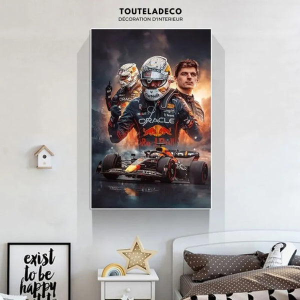 Touteladeco / Tableau Art / Formule 1 / Max Verstappen / Décoration Murale / Décoration de maison / Moderne