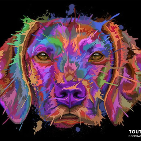 Touteladeco / Tableau Pop Art / Graffiti / Chien / Décoration Murale / Décoration de maison / Moderne