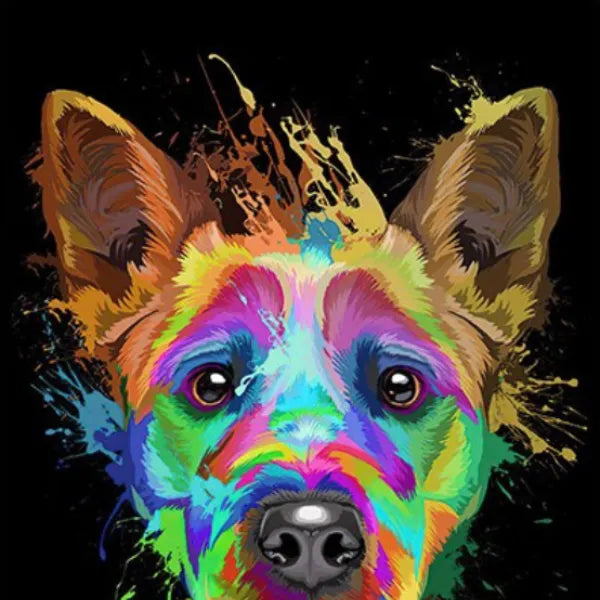Touteladeco / Tableau Pop Art / Graffiti / Chien / Décoration Murale / Décoration de maison / Moderne