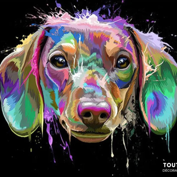 Touteladeco / Tableau Pop Art / Graffiti / Chien / Décoration Murale / Décoration de maison / Moderne