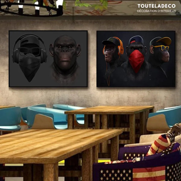 Touteladeco / Tableau Pop Art / Singe / Décoration Murale / Moderne