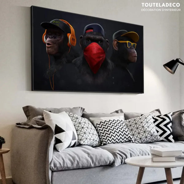 Touteladeco / Tableau Pop Art / Singe / Décoration Murale / Moderne